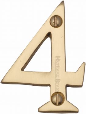 Click Here To Enlarge This Photo Of C1567 4-PB Heritage Brass Numeral 4 Face Fix 51mm &lpar;2"&rpar; Polished Brass Finish