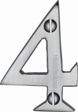 Click Here To Enlarge This Photo Of C1567 4-SC Heritage Brass Numeral 4 Face Fix 51mm &lpar;2"&rpar; Satin Chrome Finish