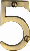C1567 5-AT Heritage Brass Numeral 5 Face Fix 51mm &lpar;2"&rpar; Antique Brass Finish