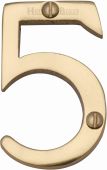 C1567 5-PB Heritage Brass Numeral 5 Face Fix 51mm &lpar;2"&rpar; Polished Brass Finish