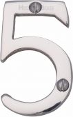 C1567 5-PC Heritage Brass Numeral 5 Face Fix 51mm &lpar;2"&rpar; Polished Chrome Finish