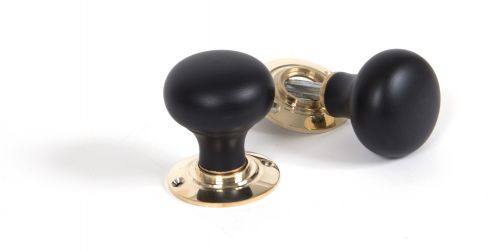 Click Here To Enlarge This Photo Of 83563 From The Anvil Ebony & Polished Brass Bun Mortice&sol;Rim Knob Set
