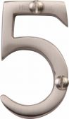 C1567 5-SN Heritage Brass Numeral 5 Face Fix 51mm &lpar;2"&rpar; Satin Nickel Finish
