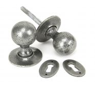 33778 From The Anvil Pewter Round Mortice&sol;Rim Knob Set