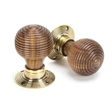 Click Here To Enlarge This Photo Of 83573 From The Anvil Rosewood Mortice&sol;Rim Beehive Knob Set - Aged Brass Roses
