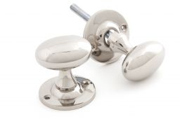 83629 From The Anvil Polished Nickel Oval Mortice&sol;Rim Knob Set