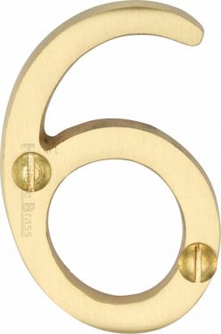Click Here To Enlarge This Photo Of C1567 6-SB Heritage Brass Numeral 6 Face Fix 51mm &lpar;2"&rpar; Satin Brass Finish