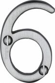 C1567 6-SC Heritage Brass Numeral 6 Face Fix 51mm &lpar;2"&rpar; Satin Chrome Finish