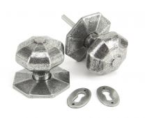 33066 From The Anvil Pewter Octagonal Mortice&sol;Rim Knob Set - Large