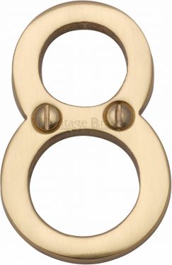 Click Here To Enlarge This Photo Of C1567 8-PB Heritage Brass Numeral 8 Face Fix 51mm &lpar;2"&rpar; Polished Brass Finish