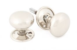 83839 From The Anvil Polished Nickel Mushroom Mortice&sol;Rim Knob Set