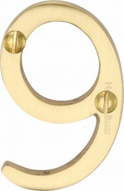 Click Here To Enlarge This Photo Of C1567 9-SB Heritage Brass Numeral 9 Face Fix 51mm &lpar;2"&rpar; Satin Brass Finish