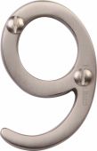 C1567 9-SN Heritage Brass Numeral 9 Face Fix 51mm &lpar;2"&rpar; Satin Nickel Finish