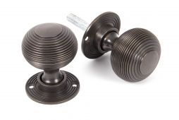 83947 From The Anvil Aged Bronze Heavy Beehive Mortice&sol;Rim Knob Set