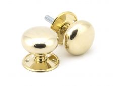 91529 From The Anvil Polished Brass 57mm Mushroom Mortice&sol;Rim Knob Set
