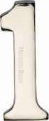C1568 1-PNF Heritage Brass Numeral 1 Self Adhesive 51mm &lpar;2"&rpar; Polished Nickel Finish