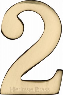 Click Here To Enlarge This Photo Of C1568 2-PB Heritage Brass Numeral 2 Self Adhesive 51mm &lpar;2"&rpar; Polished Brass Finish