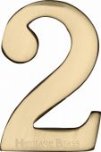 C1568 2-PB Heritage Brass Numeral 2 Self Adhesive 51mm &lpar;2"&rpar; Polished Brass Finish