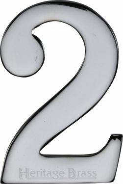 Click Here To Enlarge This Photo Of C1568 2-PC Heritage Brass Numeral 2 Self Adhesive 51mm &lpar;2"&rpar; Polished Chrome Finish