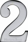C1568 2-PC Heritage Brass Numeral 2 Self Adhesive 51mm &lpar;2"&rpar; Polished Chrome Finish