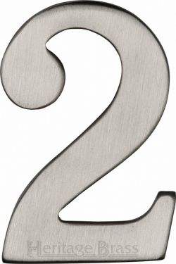 Click Here To Enlarge This Photo Of C1568 2-SN Heritage Brass Numeral 2 Self Adhesive 51mm &lpar;2"&rpar; Satin Nickel Finish