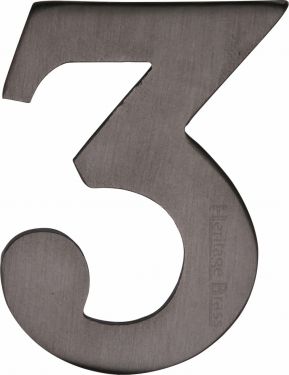 Click Here To Enlarge This Photo Of C1568 3-MB Heritage Brass Numeral 3 Self Adhesive 51mm &lpar;2"&rpar; Matt Bronze Finish