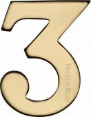 C1568 3-PB Heritage Brass Numeral 3 Self Adhesive 51mm &lpar;2"&rpar; Polished Brass Finish