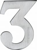 C1568 3-SC Heritage Brass Numeral 3 Self Adhesive 51mm &lpar;2"&rpar; Satin Chrome Finish