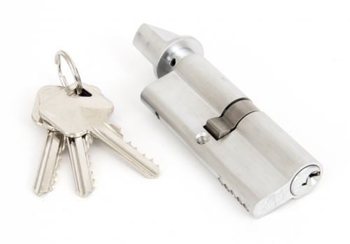 Click Here To Enlarge This Photo Of 90216 From The Anvil Satin Chrome 40&sol;40 Euro Profile Cylinder & Turn