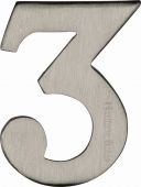 C1568 3-SN Heritage Brass Numeral 3 Self Adhesive 51mm &lpar;2"&rpar; Satin Nickel Finish