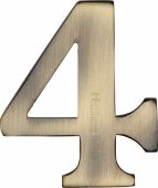 C1568 4-AT Heritage Brass Numeral 4 Self Adhesive 51mm &lpar;2"&rpar; Antique Brass Finish