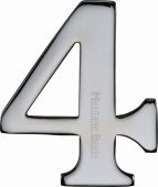 C1568 4-PC Heritage Brass Numeral 4 Self Adhesive 51mm &lpar;2"&rpar; Polished Chrome Finish