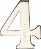 C1568 4-PNF Heritage Brass Numeral 4 Self Adhesive 51mm &lpar;2"&rpar; Polished Nickel Finish