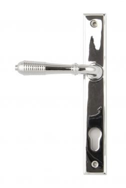 Click Here To Enlarge This Photo Of 33305 From The Anvil Polished Chrome Reeded Slimline Lever Espag&period; Lock Set  - 92mm Centres - 212mm Screw Centres