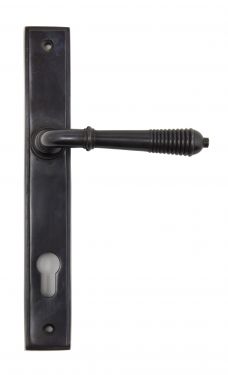 Click Here To Enlarge This Photo Of 83952 From The Anvil Aged Bronze Reeded Slimline Lever Espag&period; Lock Set  - 92mm Centres - 212mm Screw Centres