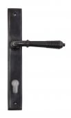 83952 From The Anvil Aged Bronze Reeded Slimline Lever Espag&period; Lock Set  - 92mm Centres - 212mm Screw Centres