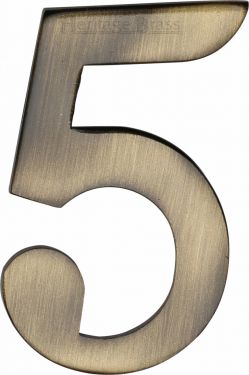Click Here To Enlarge This Photo Of C1568 5-AT Heritage Brass Numeral 5 Self Adhesive 51mm &lpar;2"&rpar; Antique Brass Finish