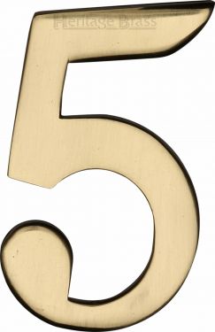 Click Here To Enlarge This Photo Of C1568 5-PB Heritage Brass Numeral 5 Self Adhesive 51mm &lpar;2"&rpar; Polished Brass Finish