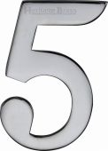 C1568 5-PC Heritage Brass Numeral 5 Self Adhesive 51mm &lpar;2"&rpar; Polished Chrome Finish