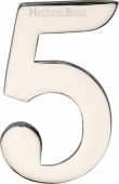 C1568 5-PNF Heritage Brass Numeral 5 Self Adhesive 51mm &lpar;2"&rpar; Polished Nickel Finish