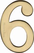 C1568 6-PB Heritage Brass Numeral 6 Self Adhesive 51mm &lpar;2"&rpar; Polished Brass Finish