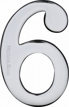 Click Here To Enlarge This Photo Of C1568 6-PC Heritage Brass Numeral 6 Self Adhesive 51mm &lpar;2"&rpar; Polished Chrome Finish
